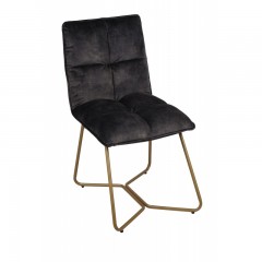 ANTHRACITE VELVET DINING CHAIR COPPER LEG 